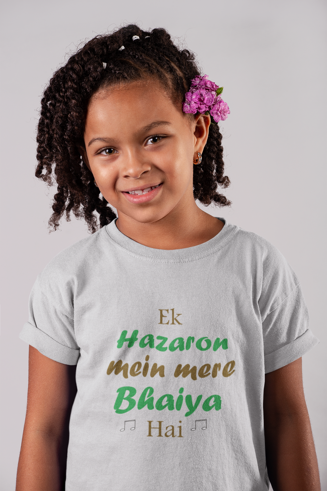 Ek Hazaro Mein Mere Bhaiya Half Sleeves T-Shirt For Girls -KidsFashionVilla