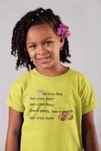 Load image into Gallery viewer, Hot Cross Buns Poem Half Sleeves T-Shirt For Girls -KidsFashionVilla
