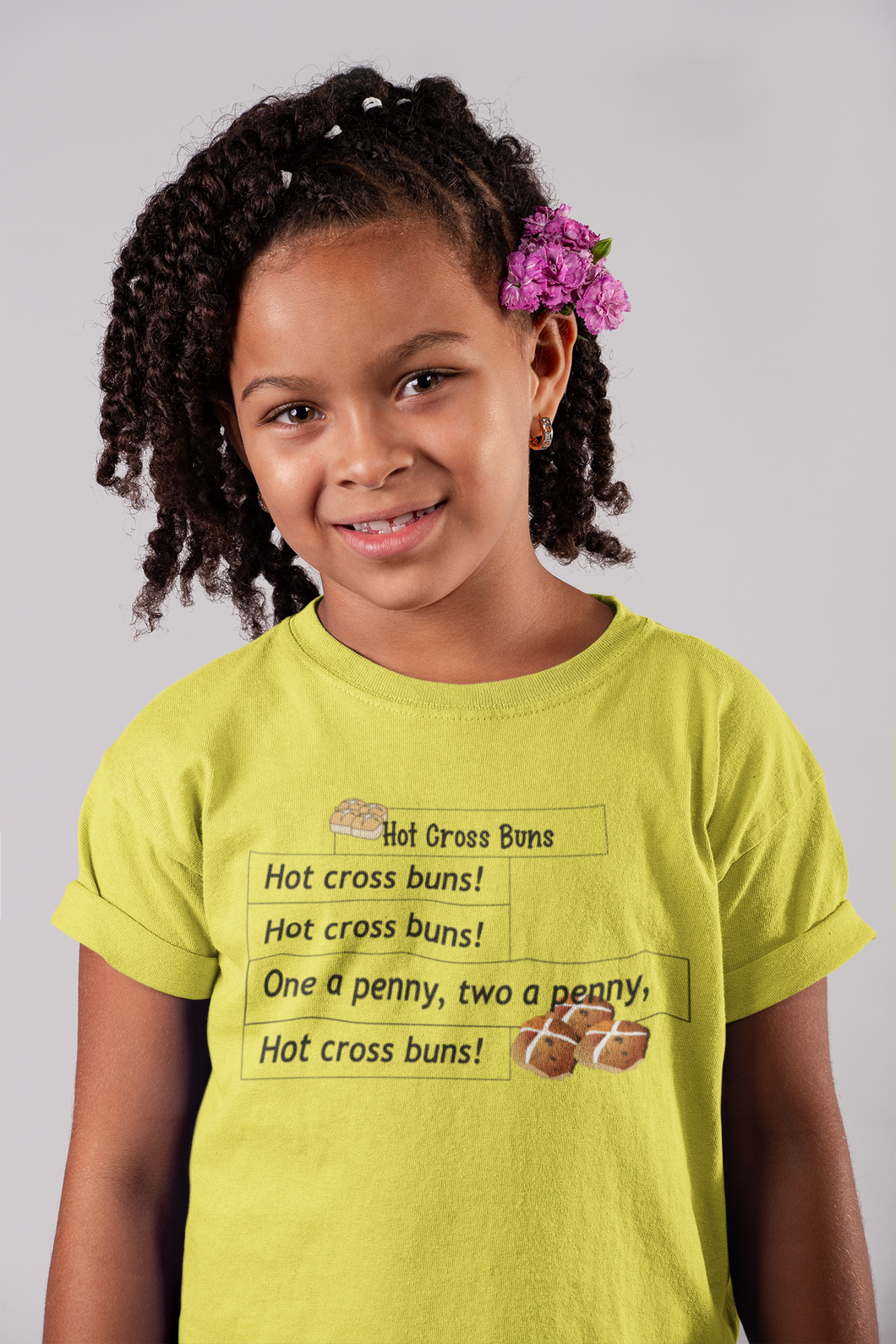 Hot Cross Buns Poem Half Sleeves T-Shirt For Girls -KidsFashionVilla