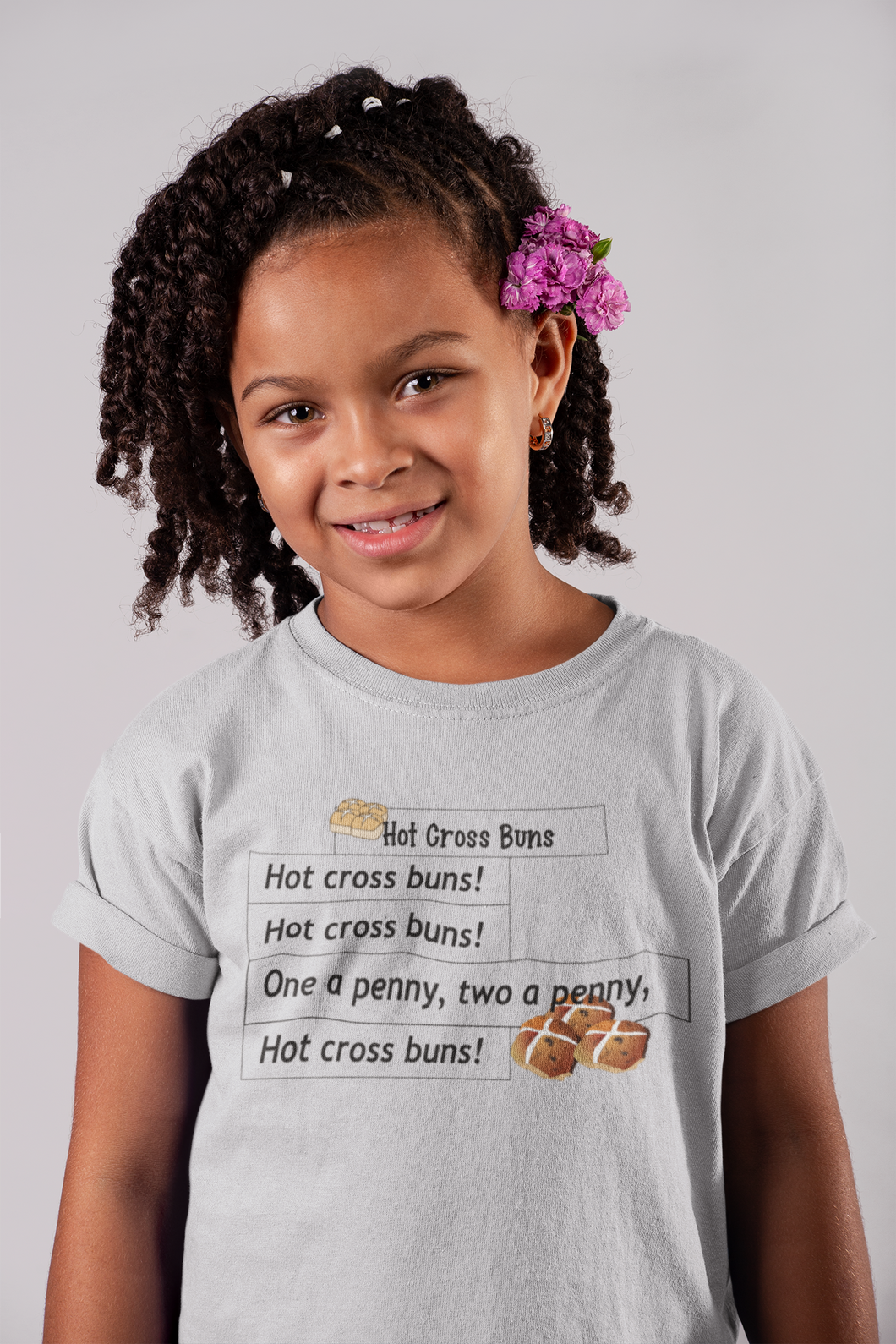 Hot Cross Buns Poem Half Sleeves T-Shirt For Girls -KidsFashionVilla
