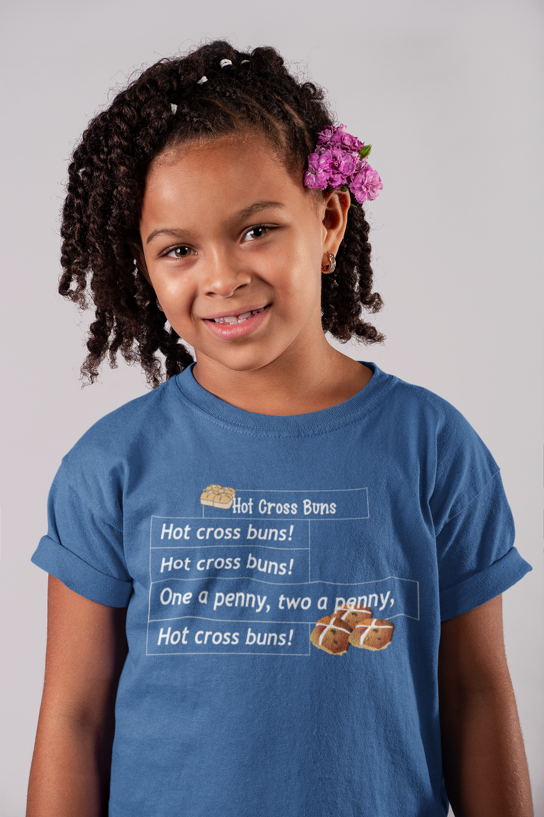Hot Cross Buns Poem Half Sleeves T-Shirt For Girls -KidsFashionVilla