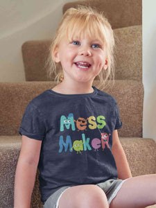 Mess Maker Cartoon Half Sleeves T-Shirt For Girls -KidsFashionVilla