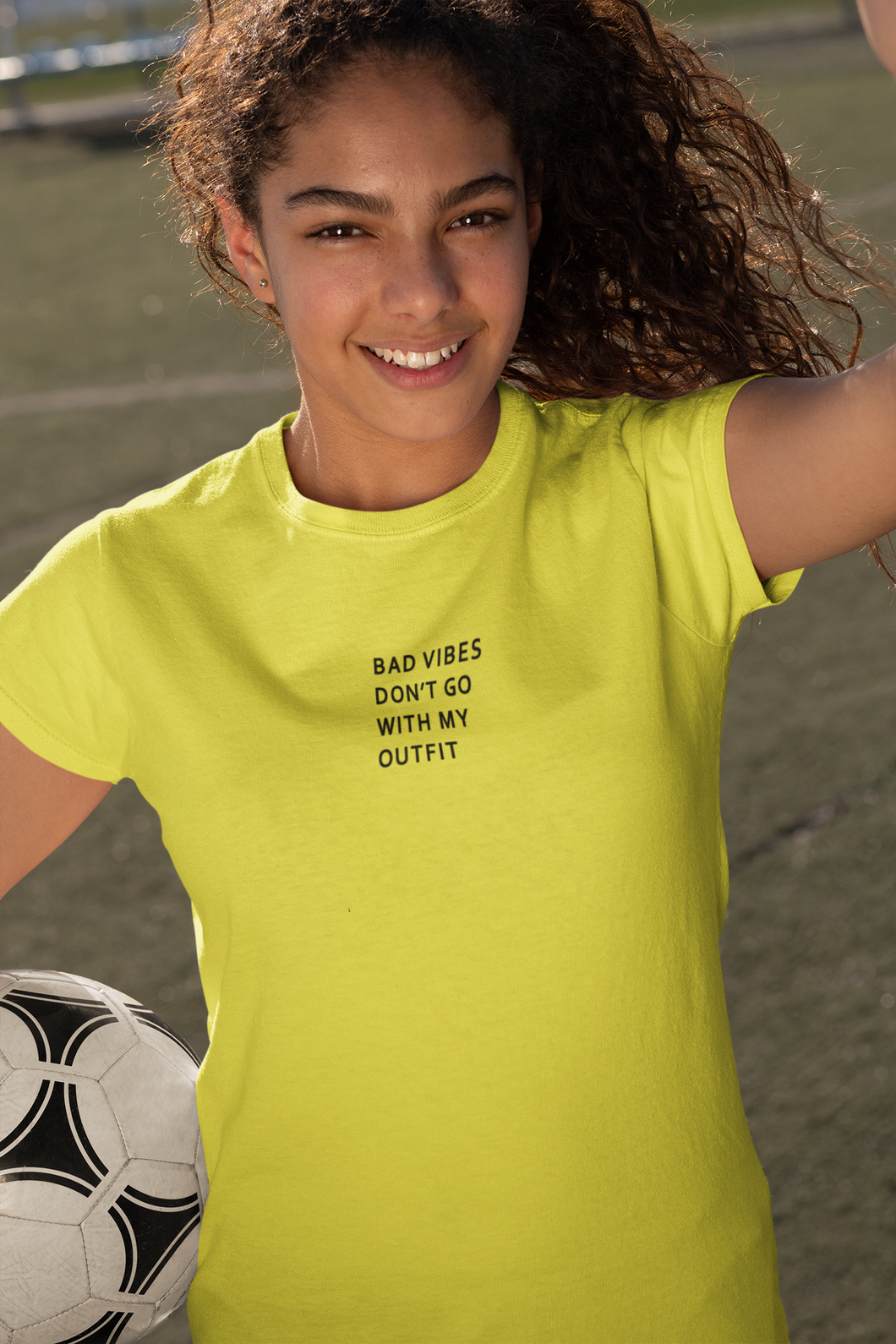 Bad Vibes Minimals Half Sleeves T-Shirt For Girls -KidsFashionVilla
