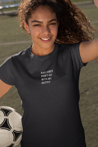 Bad Vibes Minimals Half Sleeves T-Shirt For Girls -KidsFashionVilla