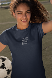 Bad Vibes Minimals Half Sleeves T-Shirt For Girls -KidsFashionVilla