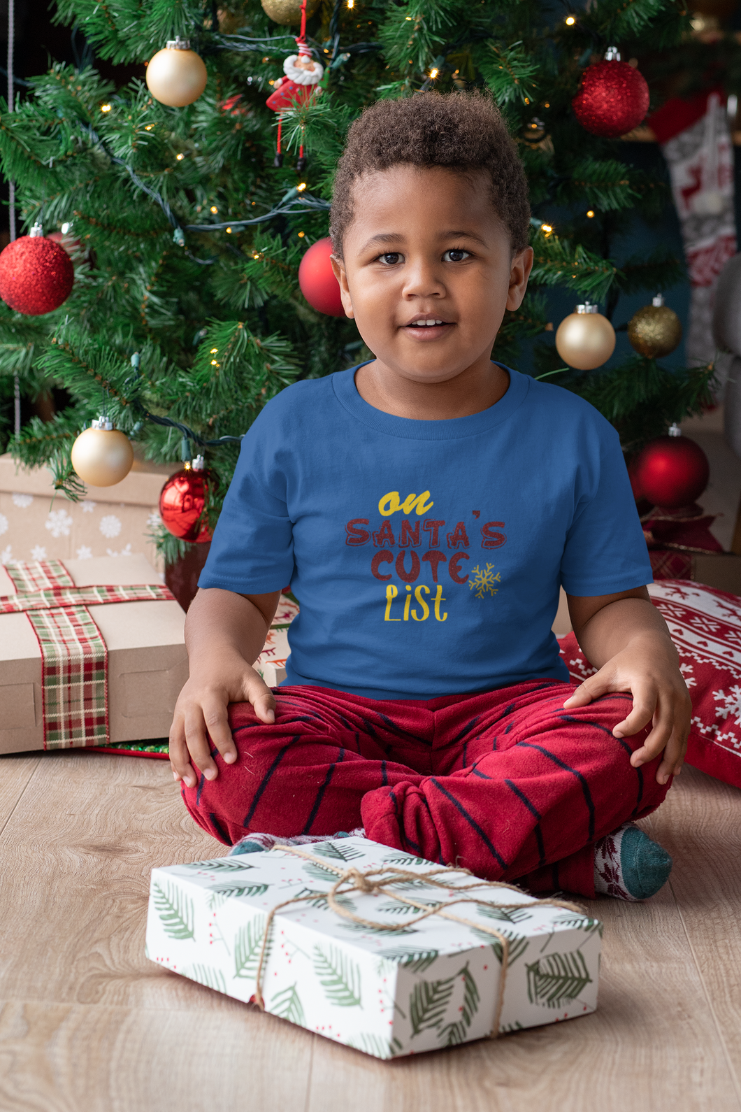 On Santa Cute List Christmas Half Sleeves T-Shirt for Boy-KidsFashionVilla