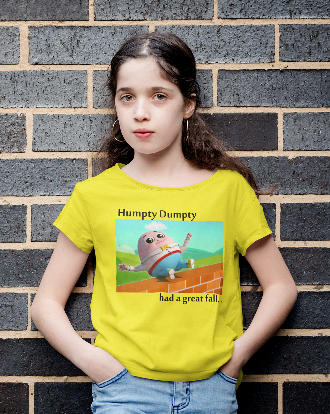 Humpty Dumpty Poem Half Sleeves T-Shirt For Girls -KidsFashionVilla