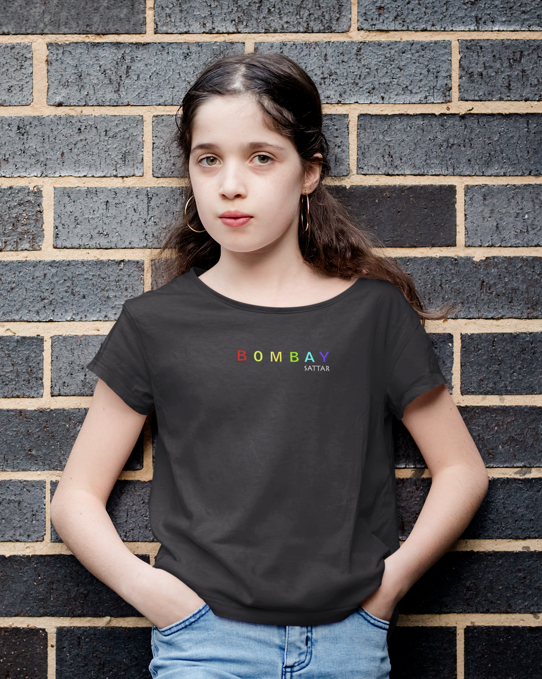 Bombay Sattar Minimals Half Sleeves T-Shirt For Girls -KidsFashionVilla