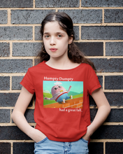 Load image into Gallery viewer, Humpty Dumpty Poem Half Sleeves T-Shirt For Girls -KidsFashionVilla
