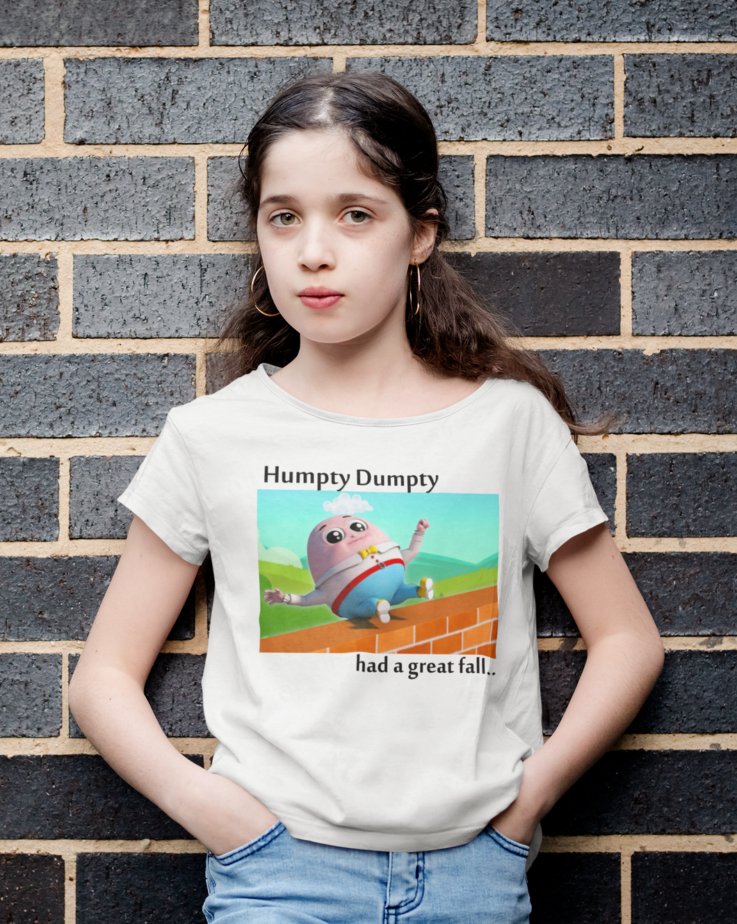 Humpty Dumpty Poem Half Sleeves T-Shirt For Girls -KidsFashionVilla