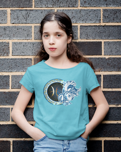 Pisces Zodiac Sign Half Sleeves T-Shirt For Girls -KidsFashionVilla