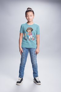 Cute Cartoon Half Sleeves T-Shirt For Girls -KidsFashionVilla