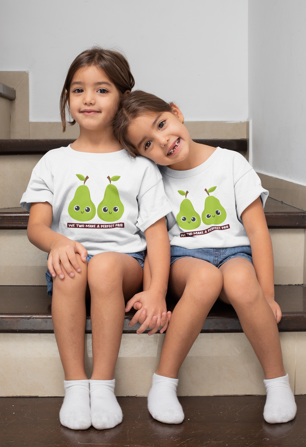 We Two Make A Perfect Pair Sisters Matching Kids Half Sleeves T-Shirts -KidsFashionVilla