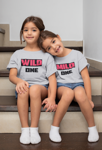 Wild One And Mild One Sister-Sister Kids Matching Hoodies -KidsFashionVilla