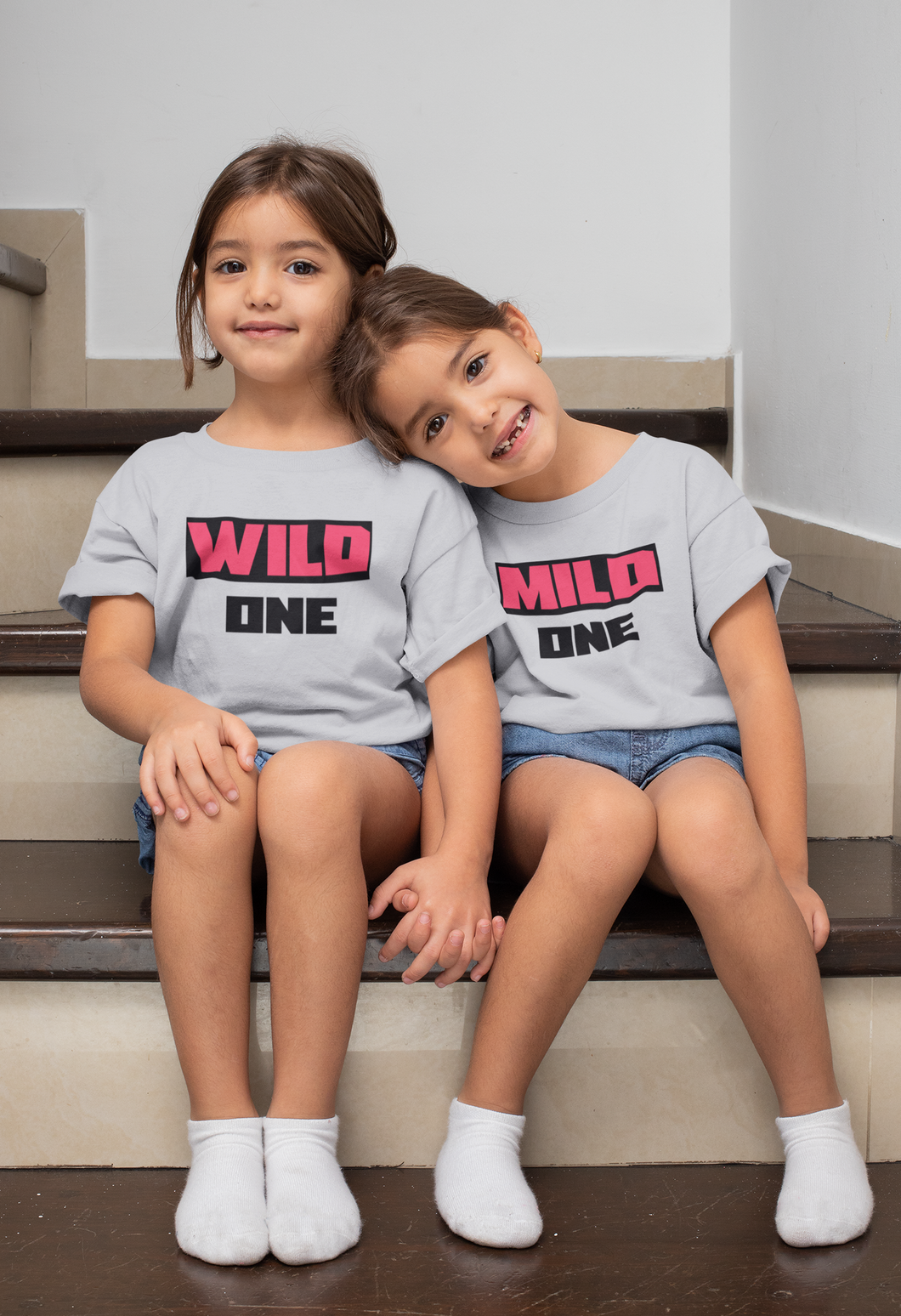 Wild One And Mild One Sister-Sister Kids Matching Hoodies -KidsFashionVilla
