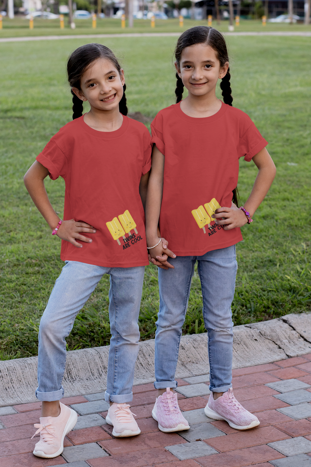 Twins Are Cool Sisters Matching Kids Half Sleeves T-Shirts -KidsFashionVilla