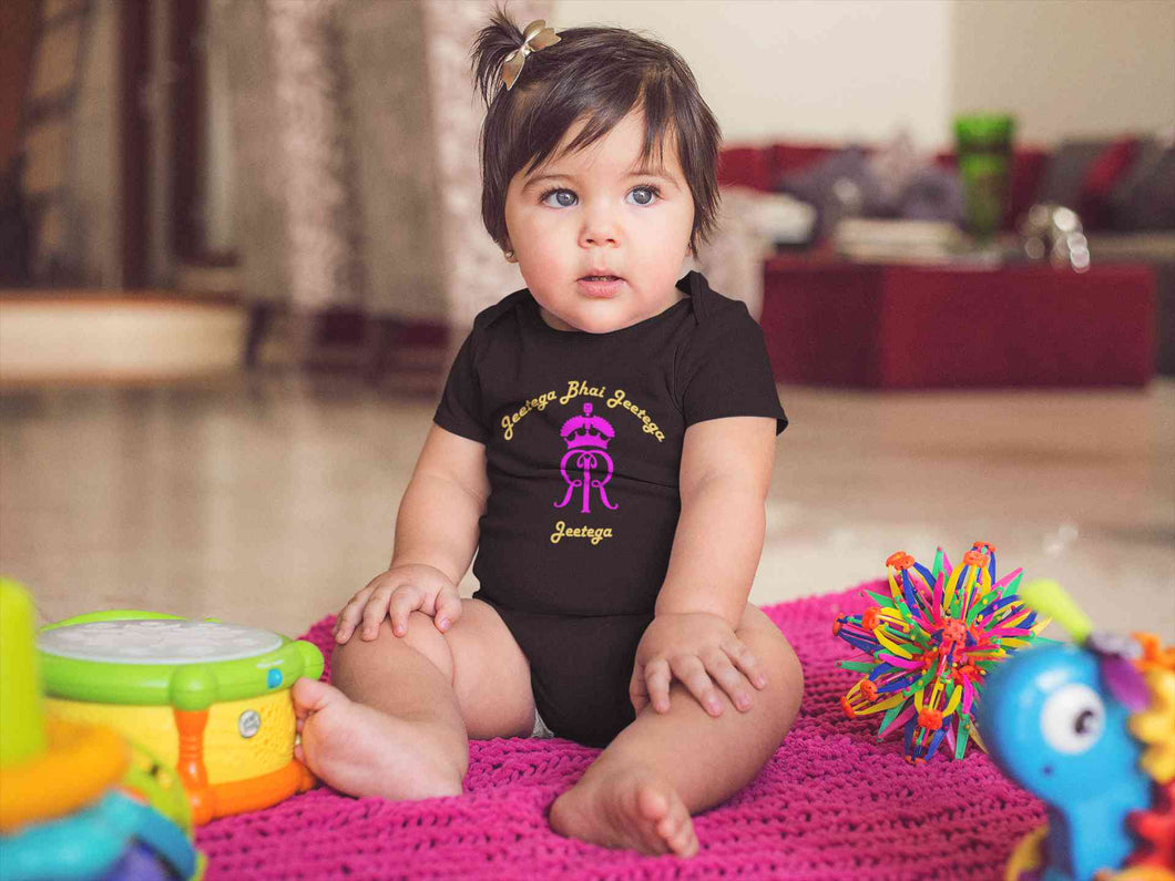 IPL Rajasthan Royals Jeetega Bhai Jeetega RR Jeetega Rompers for Baby Girl- KidsFashionVilla