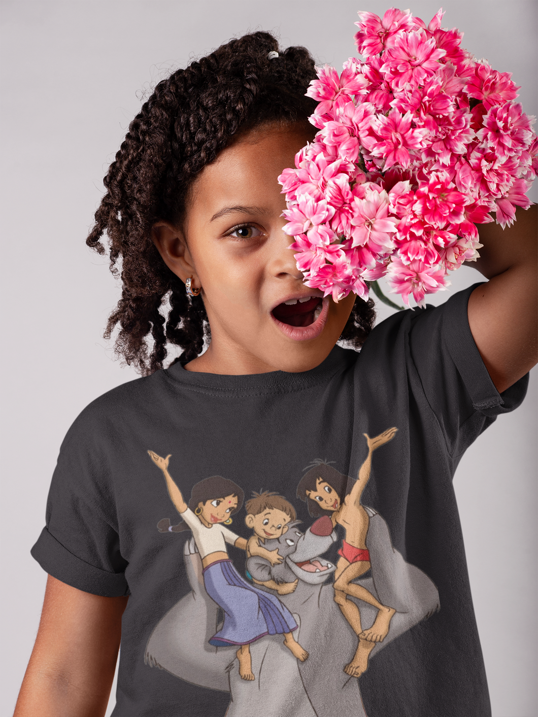 Cute Cartoon Half Sleeves T-Shirt For Girls -KidsFashionVilla